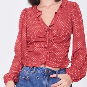 Polka Dot Chiffon Top-Forever 21